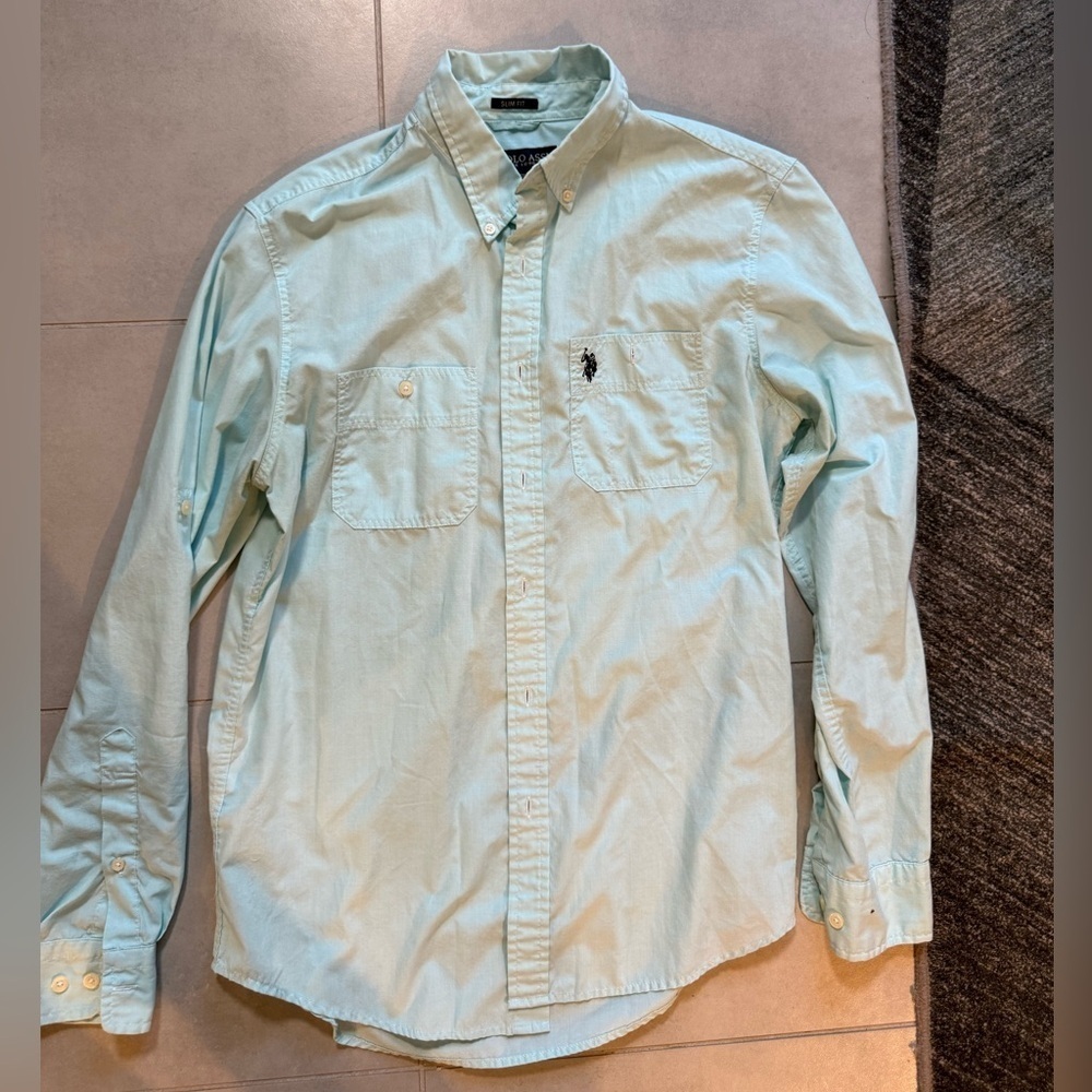 U.S. Polo Assn. Light Blue Casual Button Down Shirt Slim Fit